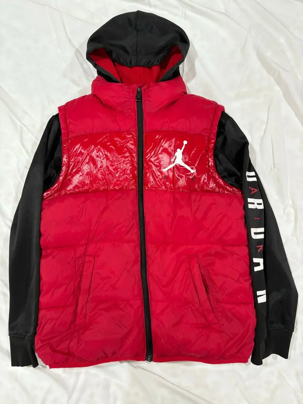 Nike Air Jordan Jacket Hooded Coat Size Large 12 year old Red & Black